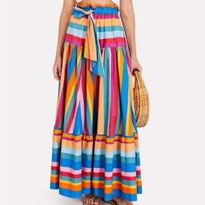 FARM Rio striped rainbow maxi skirt